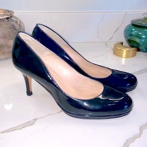 L. K. Bennett, London, navy patent leather platform heel, EU 37, US womens 6.5